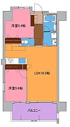 ニューガイア福岡東イーストコート 2LDKの間取図画像