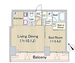 オリゼー茅場町 10階1LDKの間取り
