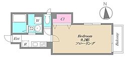 KIHACHI RESIDENCE 1階1Kの間取り