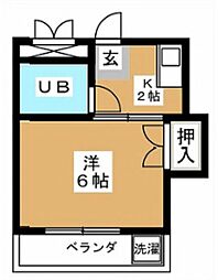 メゾン富浜 3階ワンルームの間取り