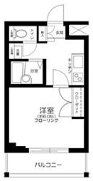 都営大江戸線 中井駅 徒歩11分の賃貸マンション 2階1Kの間取り