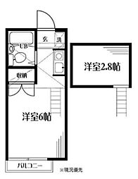 新豊田ハイツB号館 ワンルームの間取図画像