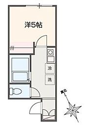 MELLAS市川 1Kの間取図画像