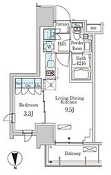 パークアクシス池袋 15階1LDKの間取り