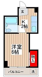 リトルウッドマンション 4階1Kの間取り