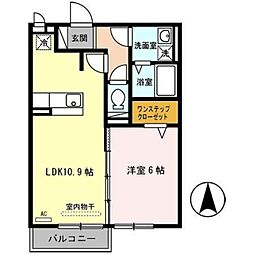 フィエスタ　2号館 1階1LDKの間取り