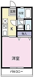 カトル セゾン 1階1Kの間取り