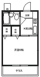 パープルハピネス 1Kの間取図画像