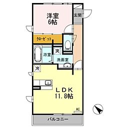 ドルチェヴィータ 2階1LDKの間取り