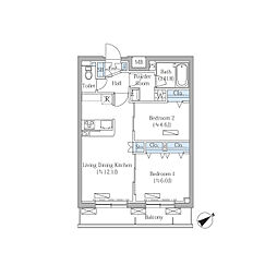 Rovine目黒東山 2LDKの間取図画像
