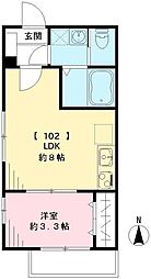 サクラーレ大森西 1LDKの間取図画像
