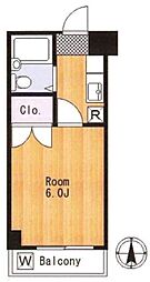 参番館 4階1Kの間取り