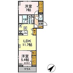 フレアII 2LDKの間取図画像