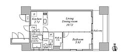 レジディア芝浦KAIGAN 1LDKの間取図画像
