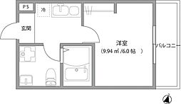 DELIGHT TOWN 3階1Kの間取り
