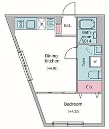 ラクラス中野弥生町 1階1DKの間取り