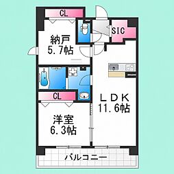 GROOVE堺東レジデンス 2LDKの間取図画像