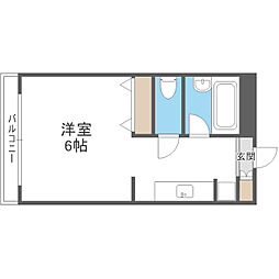 日之出ビル多の津 ワンルームの間取図画像