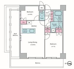 レジディア杉並方南町 2LDKの間取図画像