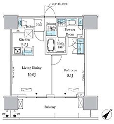 晴海フラッグ ポートヴィレッジ B棟 14階1LDKの間取り