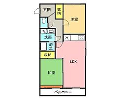 東成瀬ハイツ 2LDKの間取図画像