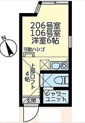 ユナイト川崎ベーリング ワンルームの間取図画像