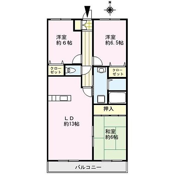 レジデンス高屋敷 503｜福岡県久留米市野中町(賃貸マンション3LDK・5階・65.10㎡)の写真 その2