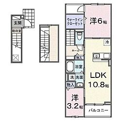 ソレイユ 3階2LDKの間取り