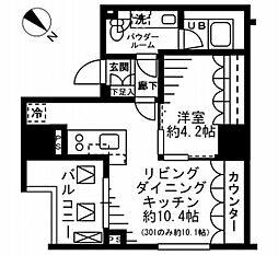 レジディア勝どき 12階1LDKの間取り