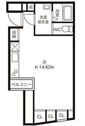 DeLCCS曙橋II 4階ワンルームの間取り