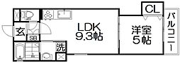 フォレストクリエオーレ城垣町壱番館 1LDKの間取図画像