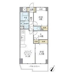 KDXレジデンス二子玉川 2SLDKの間取図画像