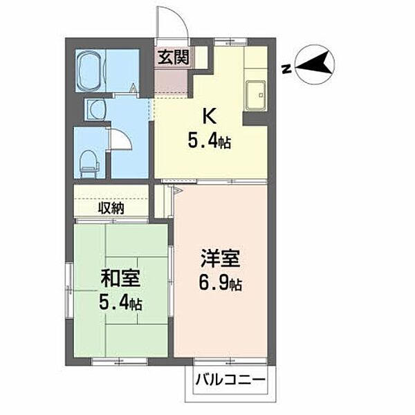 フェリ－スＫ　II 102｜岩手県花巻市諏訪町１丁目(賃貸アパート2K・1階・40.00㎡)の写真 その2