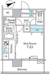 パークフラッツ芝浦 8階1Kの間取り