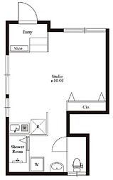 カーサKOMONE 1階ワンルームの間取り