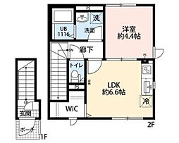 ヴィエント境南 2階1LDKの間取り
