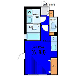 東急目黒線 不動前駅 徒歩7分の賃貸マンション 2階ワンルームの間取り