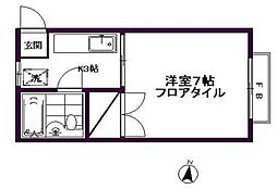ハイムファースト 2階1Kの間取り