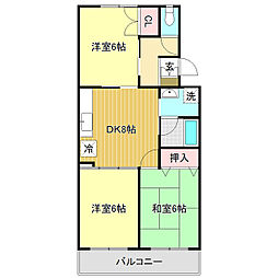 リバーハイツ比島1 3DKの間取図画像
