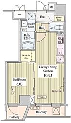 SK-ONE市ヶ谷 4階1LDKの間取り