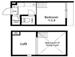 ベル・アヴェニール 2階ワンルームの間取り