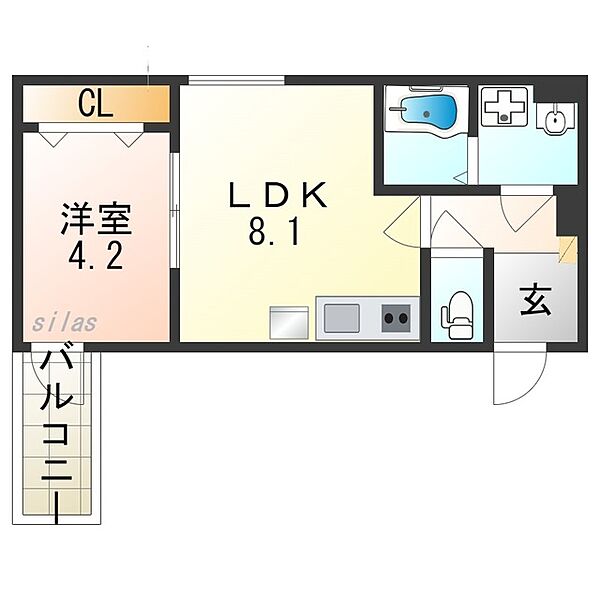 ｂａｄｇｅ島泉 ｜大阪府羽曳野市島泉１丁目(賃貸アパート1LDK・1階・32.19㎡)の写真 その2