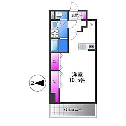 ディオーネ・ジエータ長堂 ワンルームの間取図画像