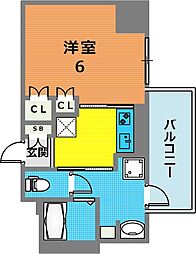 神戸元町Noah 9階1Kの間取り
