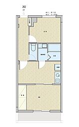 サンヴァレイプラザ 2DKの間取図画像