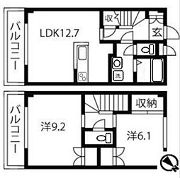 シャンベール・町田 2LDKの間取図画像