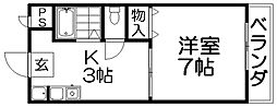 ラヴェニュー西牧野 1Kの間取図画像