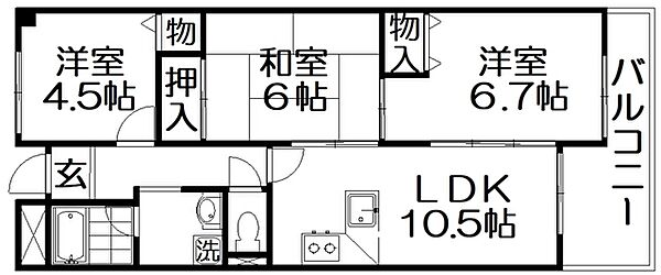 長楽ビル ｜大阪府寝屋川市香里南之町(賃貸マンション3LDK・4階・62.00㎡)の写真 その2