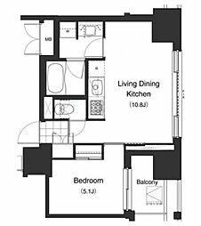 PRIMEURBAN本駒込 1LDKの間取図画像