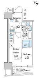 テラスレジデンス日本橋水天宮 1DKの間取図画像
